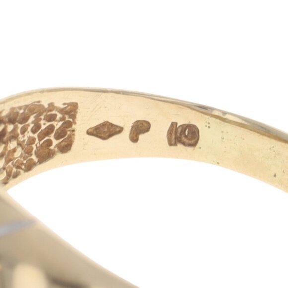 Yellow Gold Diamond Men's Ring - 10k Round Brilliant .10ctw - Picture 6 of 6